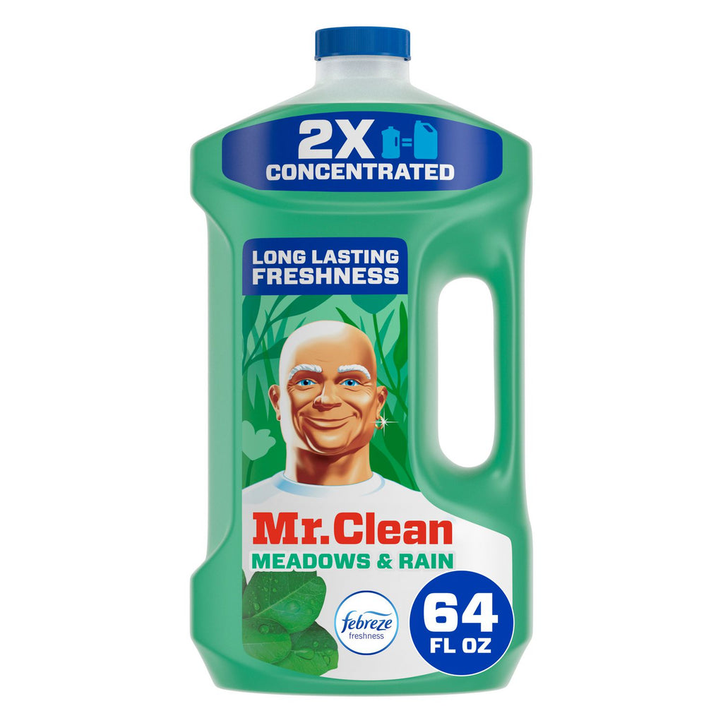 Multipurpose Cleaning Solution with Febreze, Meadows and Rain, 64 oz Bottle, 4/Carton