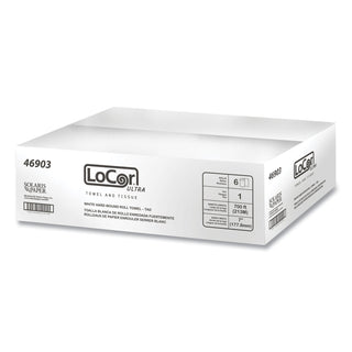Hard Wound Roll Towel. 1-Ply, 7 x 700 ft, White, 6 Rolls/Carton