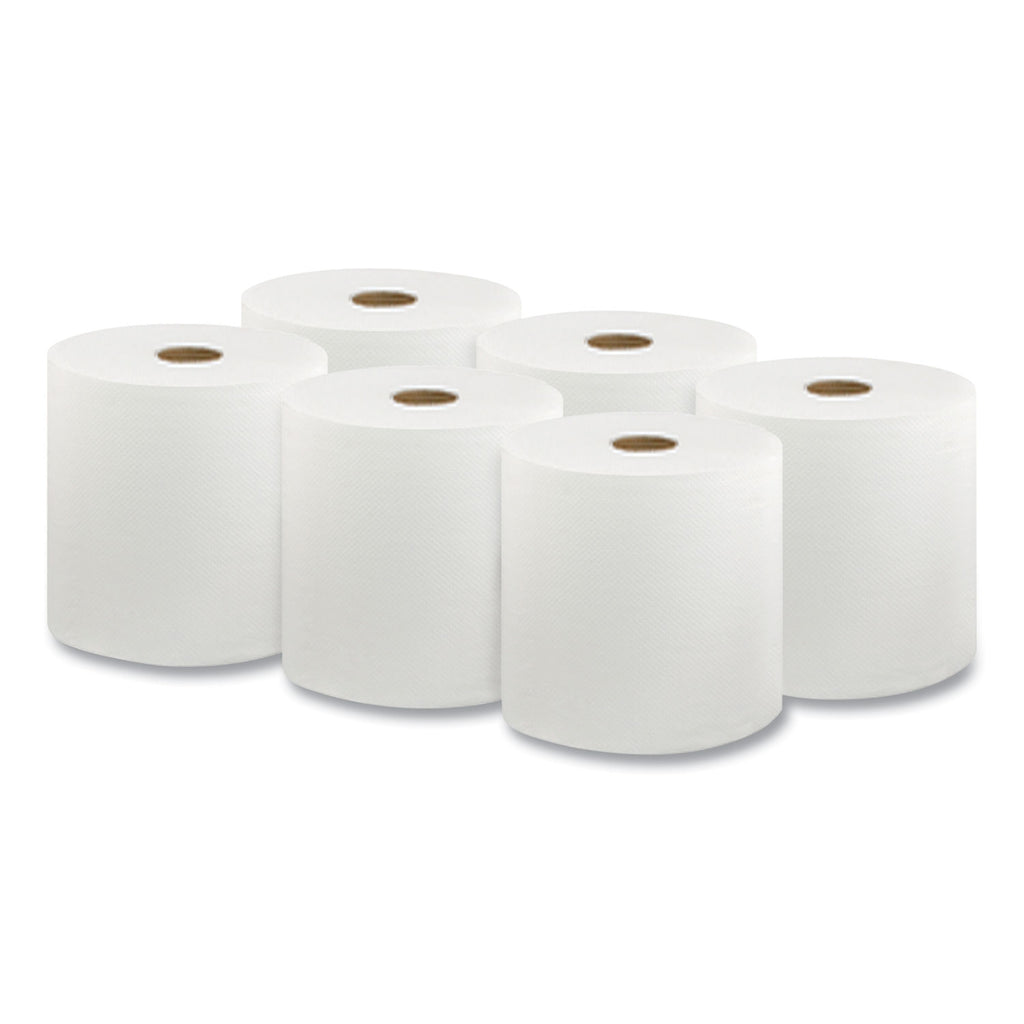 Hard Wound Roll Towel, 1-Ply, 8 x 1,000 ft, White, 6 Rolls/Carton