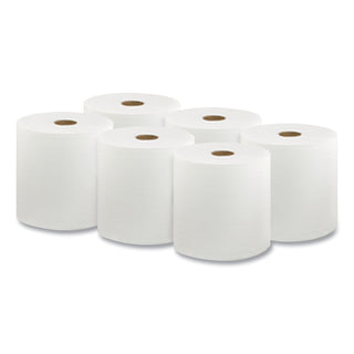 Hard Wound Roll Towel, 1-Ply, 8 x 1,000 ft, White, 6 Rolls/Carton