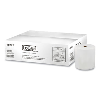 Hard Wound Roll Towel. 1-Ply, 7 x 700 ft, White, 6 Rolls/Carton