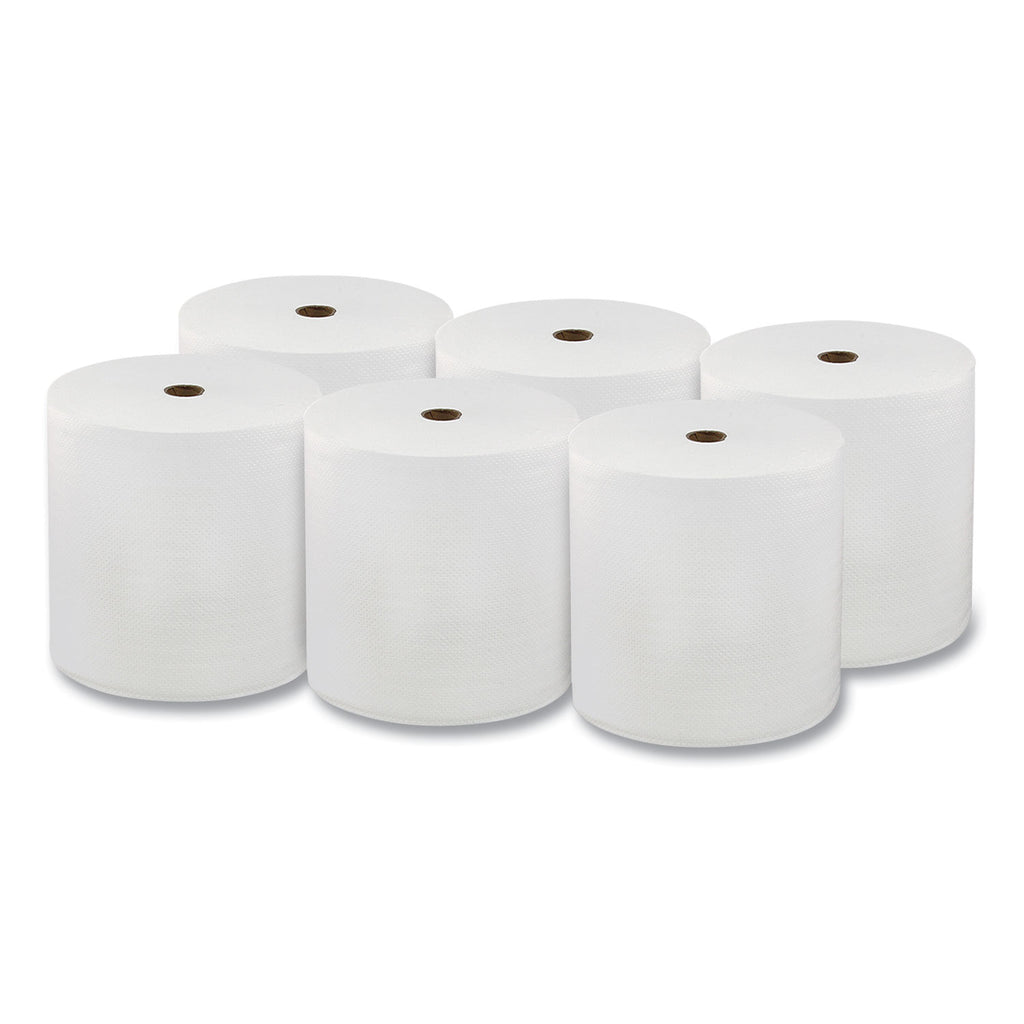 Hard Wound Roll Towel. 1-Ply, 7 x 700 ft, White, 6 Rolls/Carton