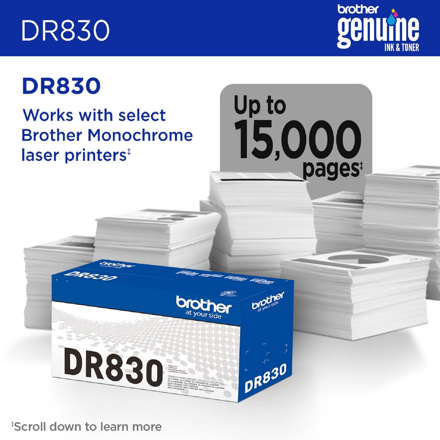 DR830 Drum Unit, 15,000 Page-Yield