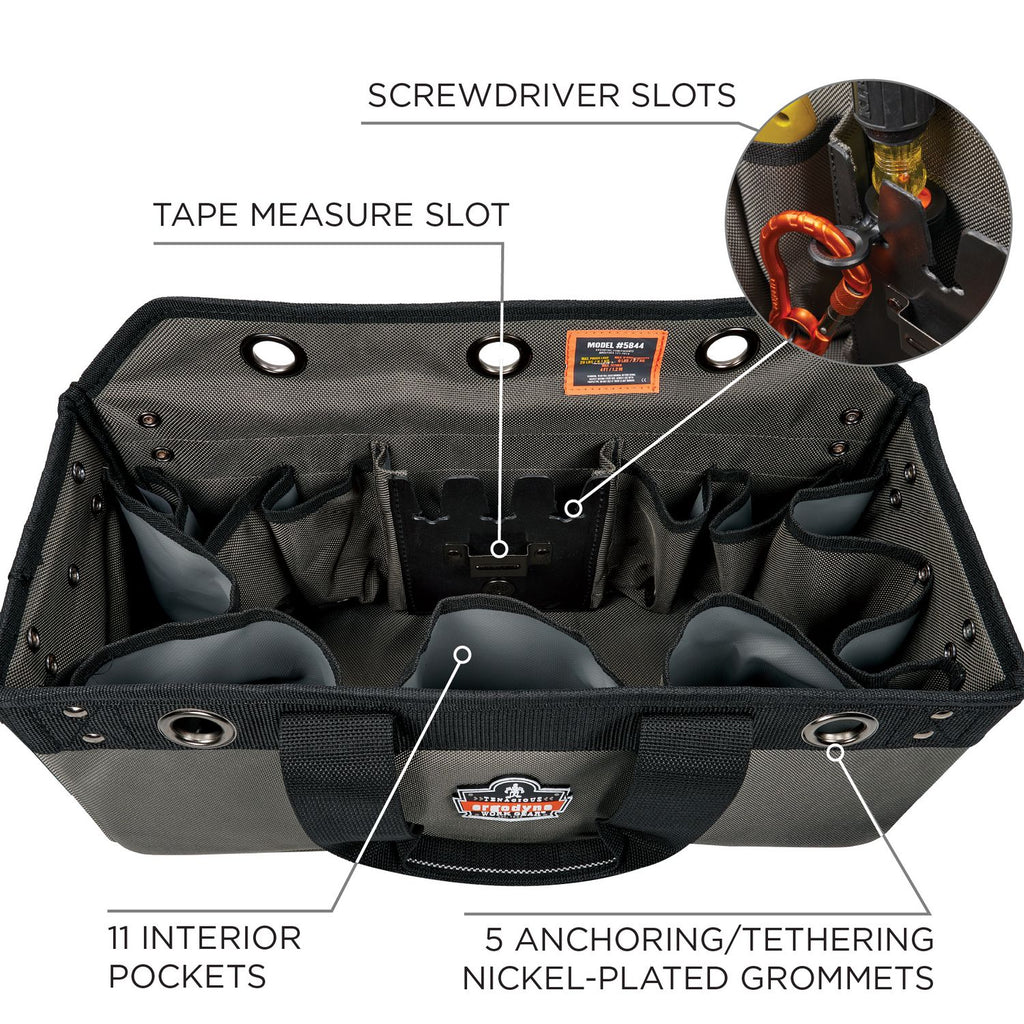 arsenal-5846-bucket-truck-tool-bag-locking-aerial-bucket-hooks-11-comp-5-grommets-18x75x75-gray-ships-in-1-3-bus-days_ego13747 - 4