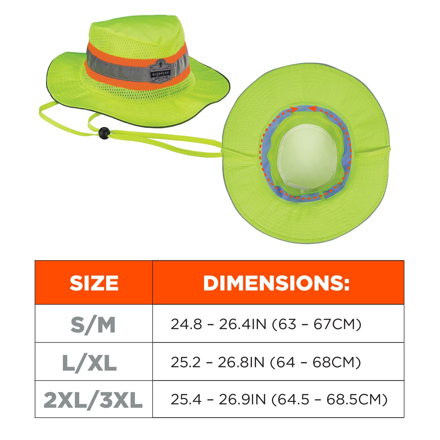 Chill-Its 8935CT Hi-Vis PVA Ranger Sun Hat, Polyester/PVA, 2X-Large/3X-Large, Lime, Ships in 1-3 Business Days