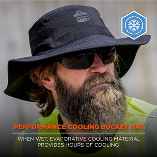 Chill-Its 8939 Cooling Bucket Hat, Polyester/Spandex, One Size Fits Most, Black, Ships in 1-3 Business Days