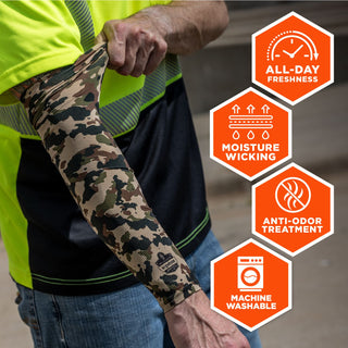 Chill-Its 6695 Sun Protection Arm Sleeves, Polyester/Spandex, Medium/Large, Camo, Ships in 1-3 Business Days