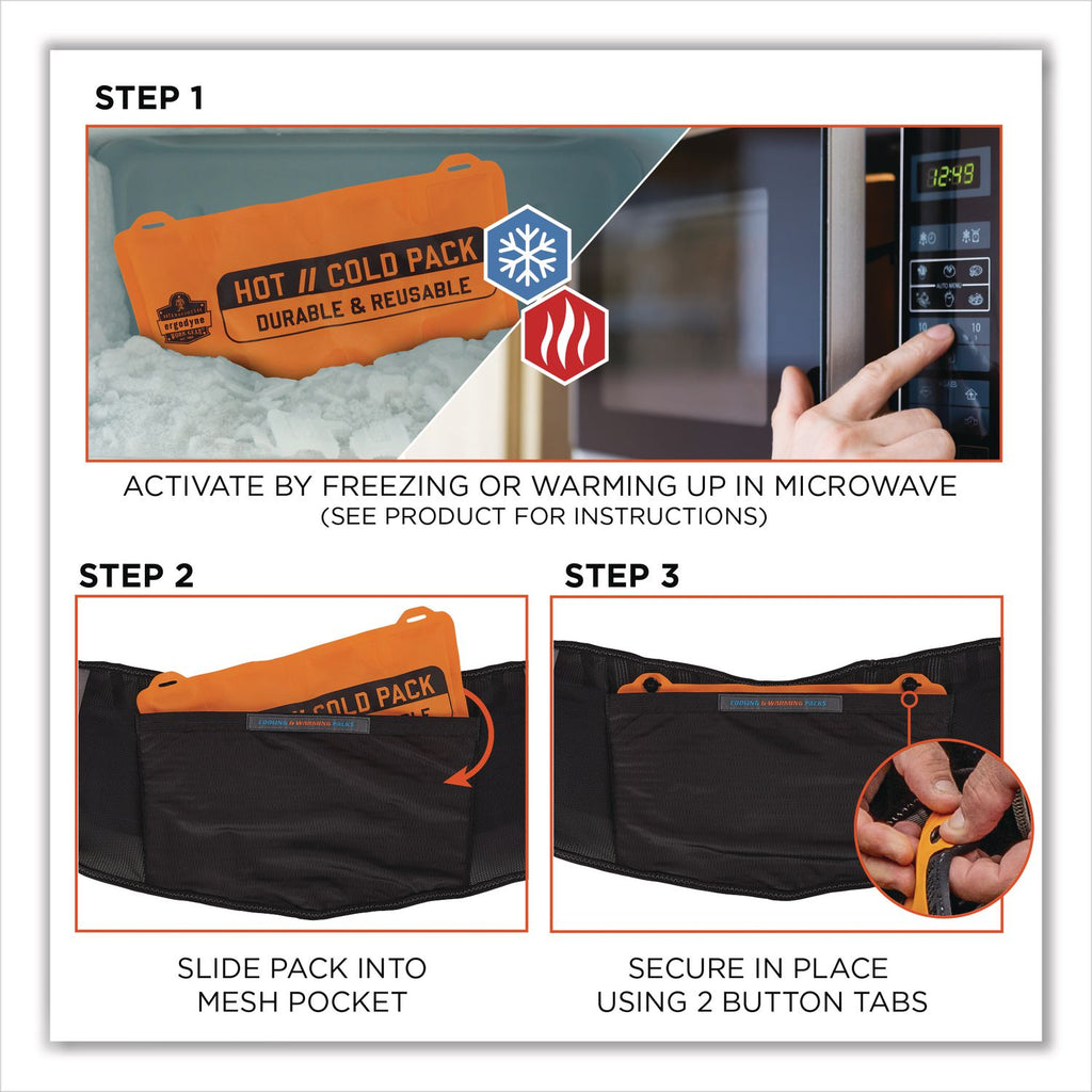 Proflex 1675 Back Support Brace with Cooling/Warming Pack, X-Small, 22" to 25" Waist, Black, Ships in 1-3 Business Days