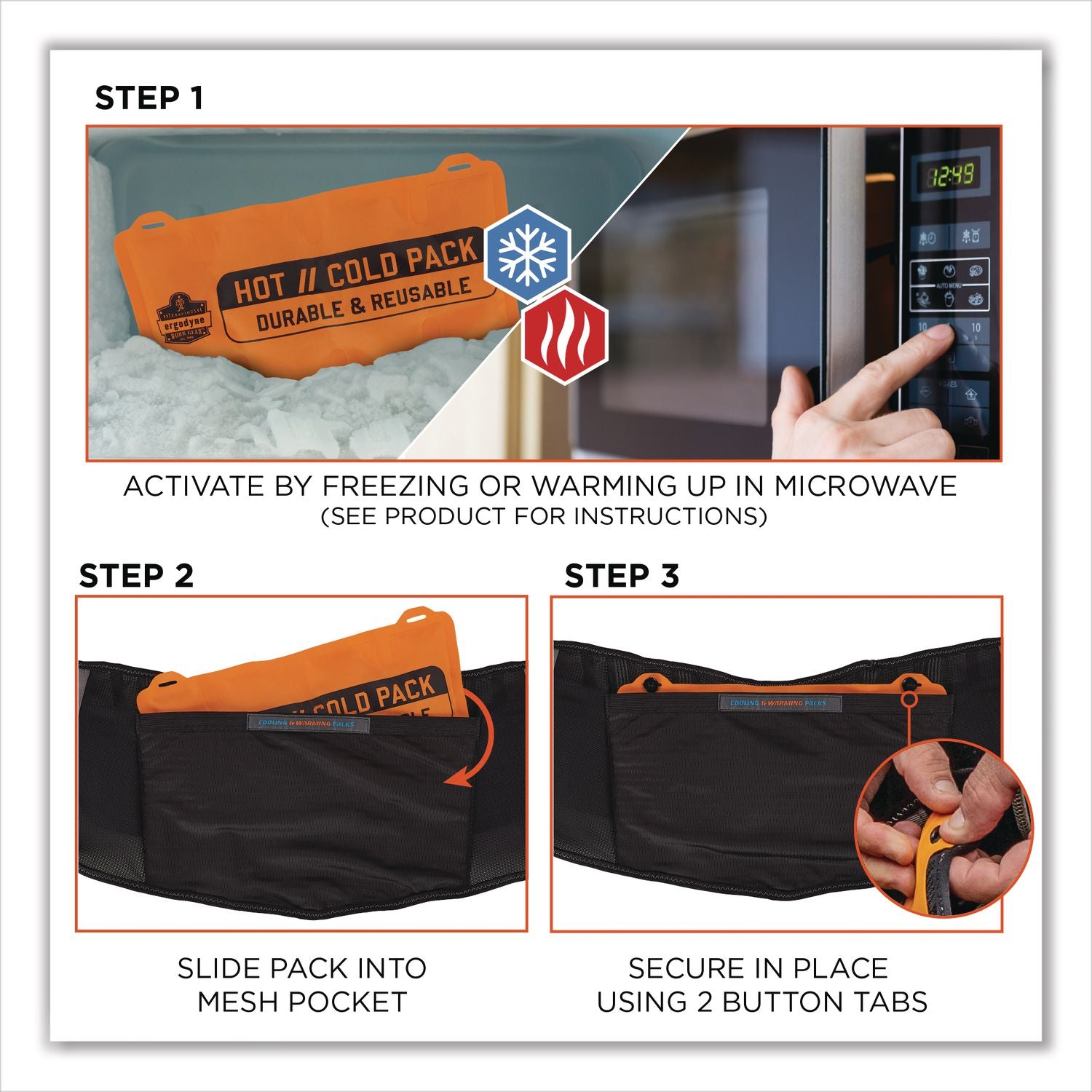 Proflex 1675 Back Support Brace with Cooling/Warming Pack, X-Small, 22" to 25" Waist, Black, Ships in 1-3 Business Days