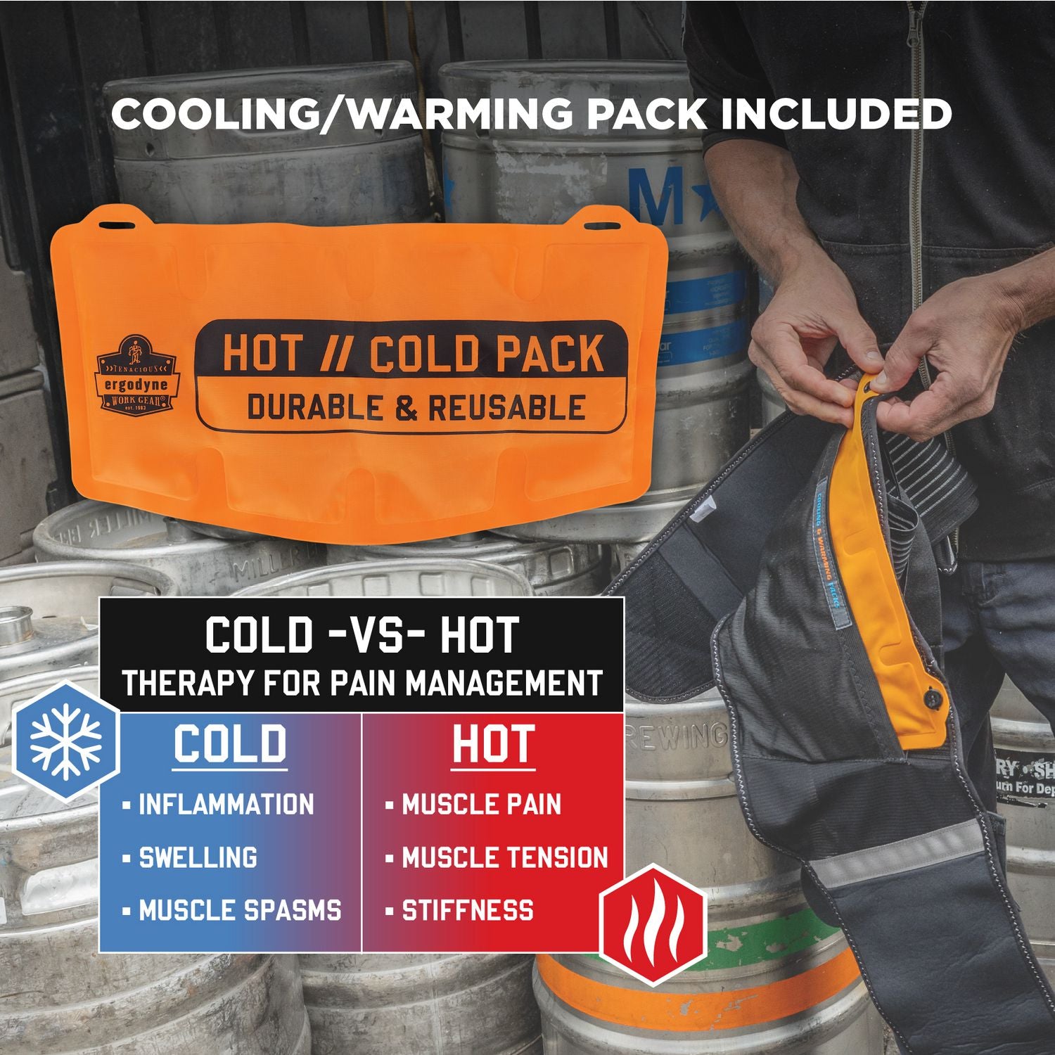 Proflex 1675 Back Support Brace with Cooling/Warming Pack, Small, 25" to 30" Waist, Black, Ships in 1-3 Business Days