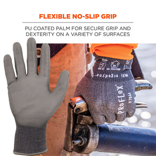 ProFlex 7044 ANSI A4 PU Coated CR Gloves, Gray, X-Small, Pair, Ships in 1-3 Business Days