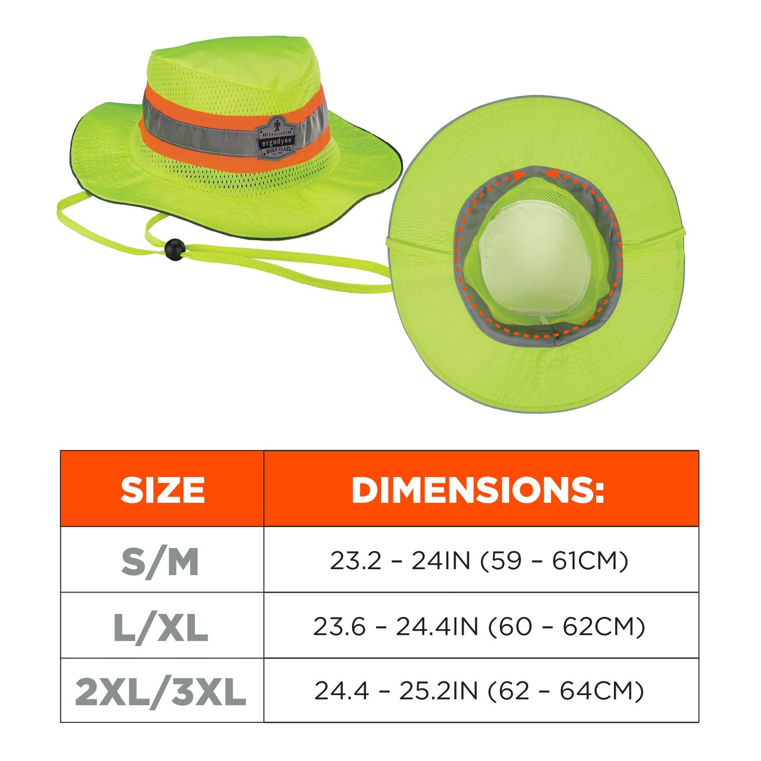 Chill-Its 8935MF Hi-Vis Microfiber Ranger Sun Hat, Polyester/Microfiber, 2X-Large/3X-Large, Lime, Ships in 1-3 Business Days