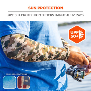 Chill-Its 6695 Sun Protection Arm Sleeves, Polyester/Spandex, Medium/Large, Camo, Ships in 1-3 Business Days