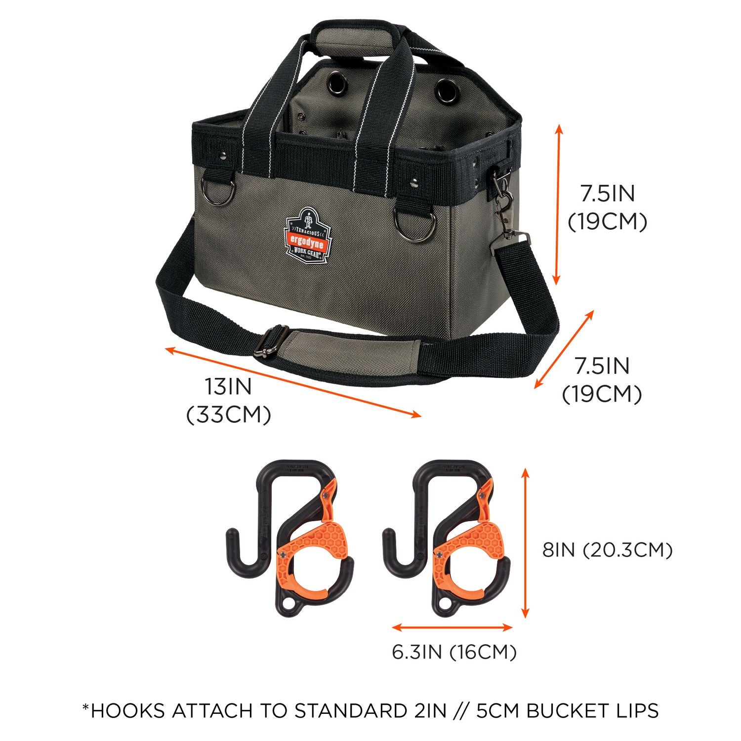 arsenal-5846-bucket-truck-tool-bag-locking-aerial-bucket-hooks-8-comp-2-grommet-13-x-75-x-75-grayships-in-1-3-bus-days_ego13746 - 6