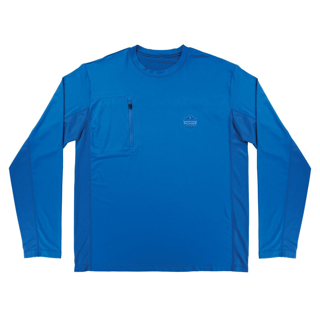 Chill-Its 6689 Cooling Long Sleeve Sun Shirt with UV Protection, Medium, Blue, Ships in 1-3 Business Days