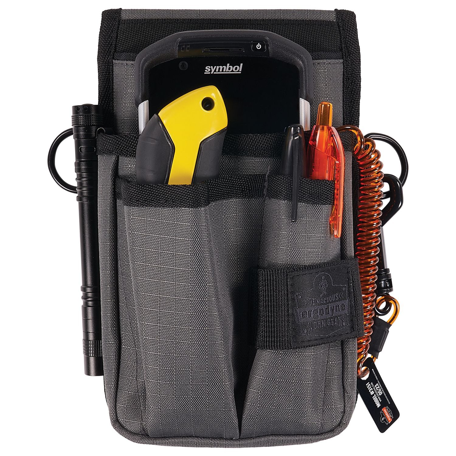 Arsenal 5568 Belt Loop Tool Pouch w/Device Holster, 4 Compartments, 5 x 2 x 8.5, Polyester, Gray, Ships in 1-3 Business Days