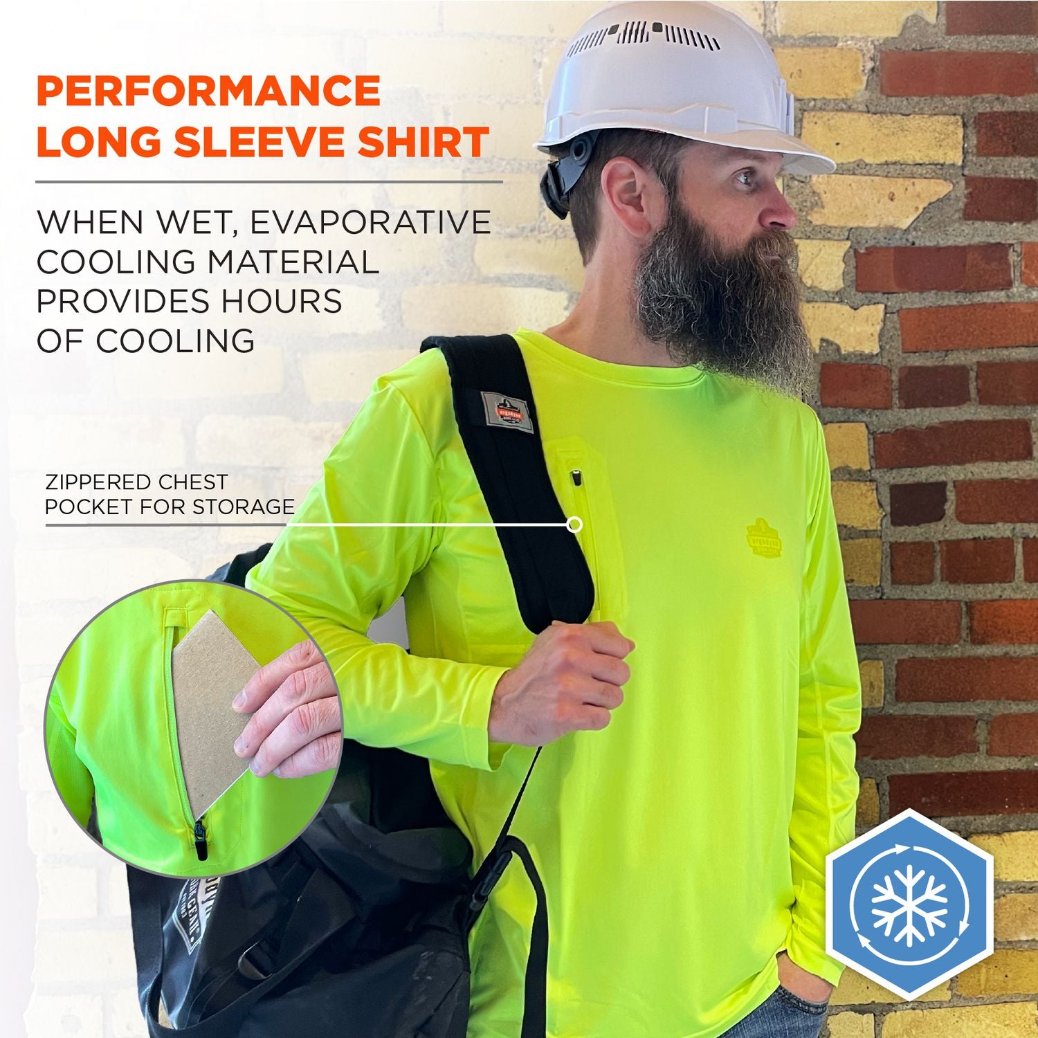 Chill-Its 6689 Cooling Long Sleeve Sun Shirt with UV Protection, 2X-Large, Lime, Ships in 1-3 Business Days