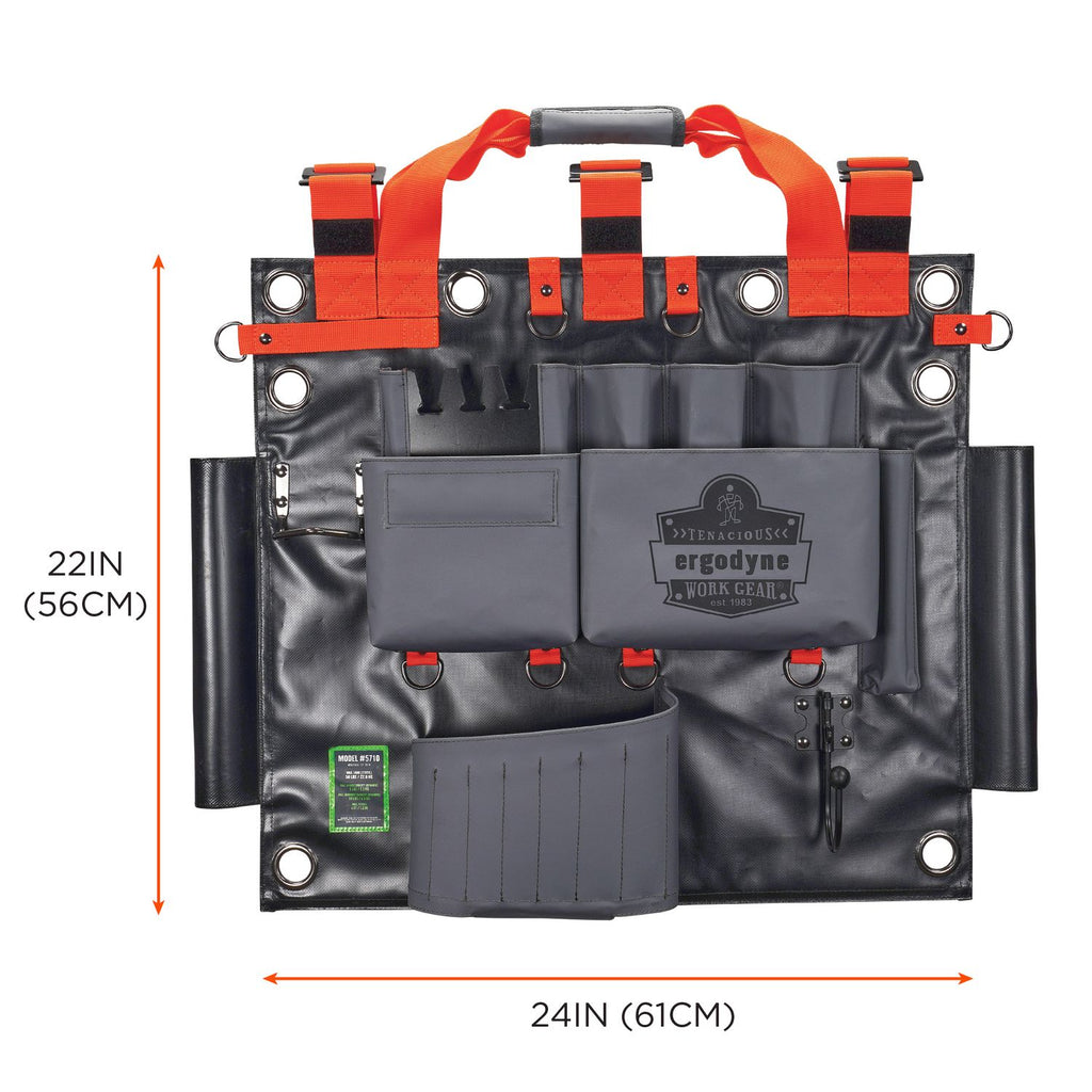Arsenal 5710 Bucket Truck Tool Board, Tethering Points, 8 Compartments, 24" x 22", Tarpaulin, Gray, Ships in 1-3 Bus Days