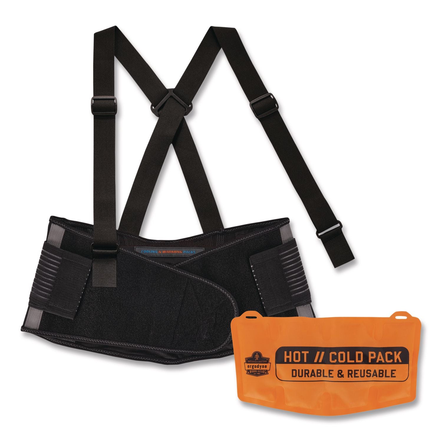 Proflex 1675 Back Support Brace with Cooling/Warming Pack, X-Small, 22" to 25" Waist, Black, Ships in 1-3 Business Days