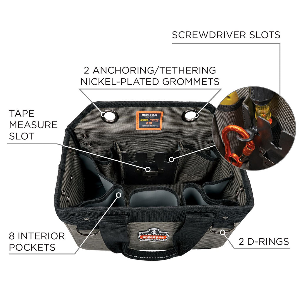 arsenal-5846-bucket-truck-tool-bag-locking-aerial-bucket-hooks-8-comp-2-grommet-13-x-75-x-75-grayships-in-1-3-bus-days_ego13746 - 4