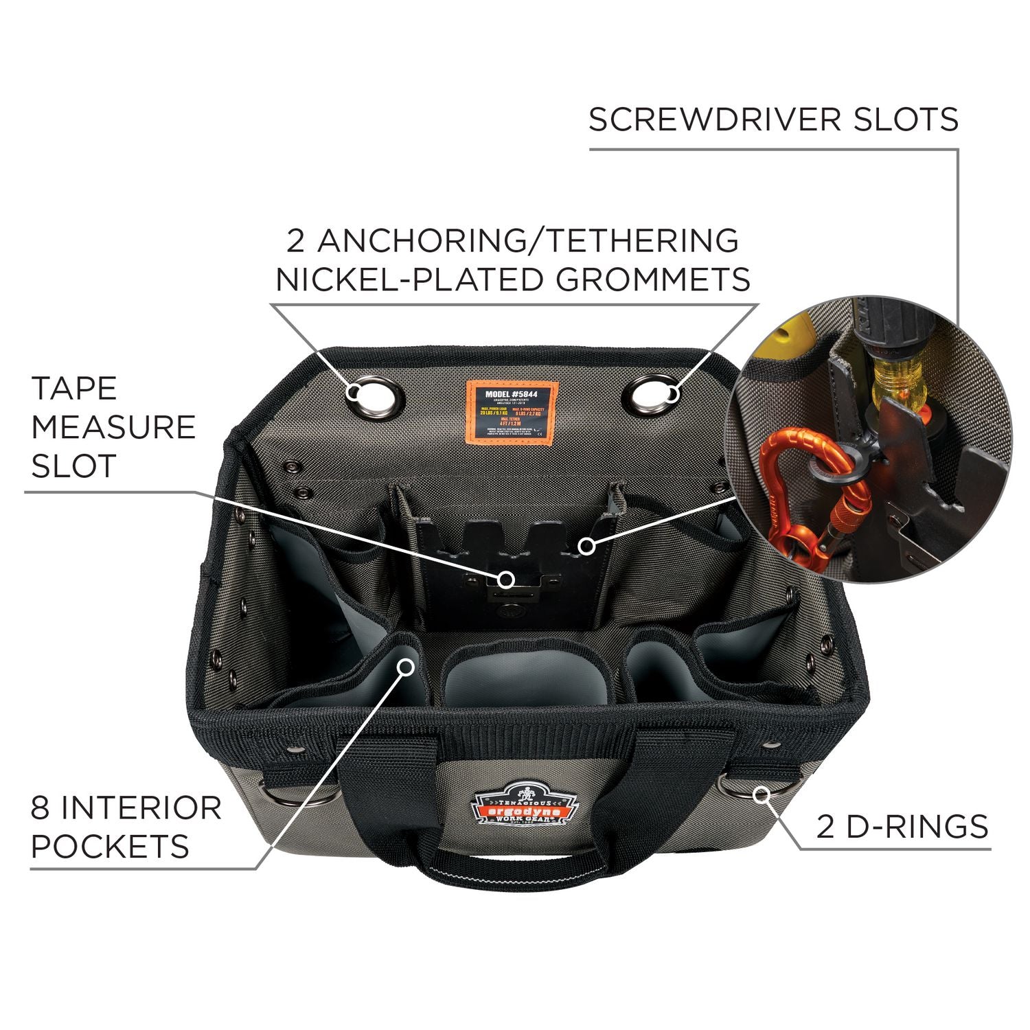 arsenal-5846-bucket-truck-tool-bag-locking-aerial-bucket-hooks-8-comp-2-grommet-13-x-75-x-75-grayships-in-1-3-bus-days_ego13746 - 4