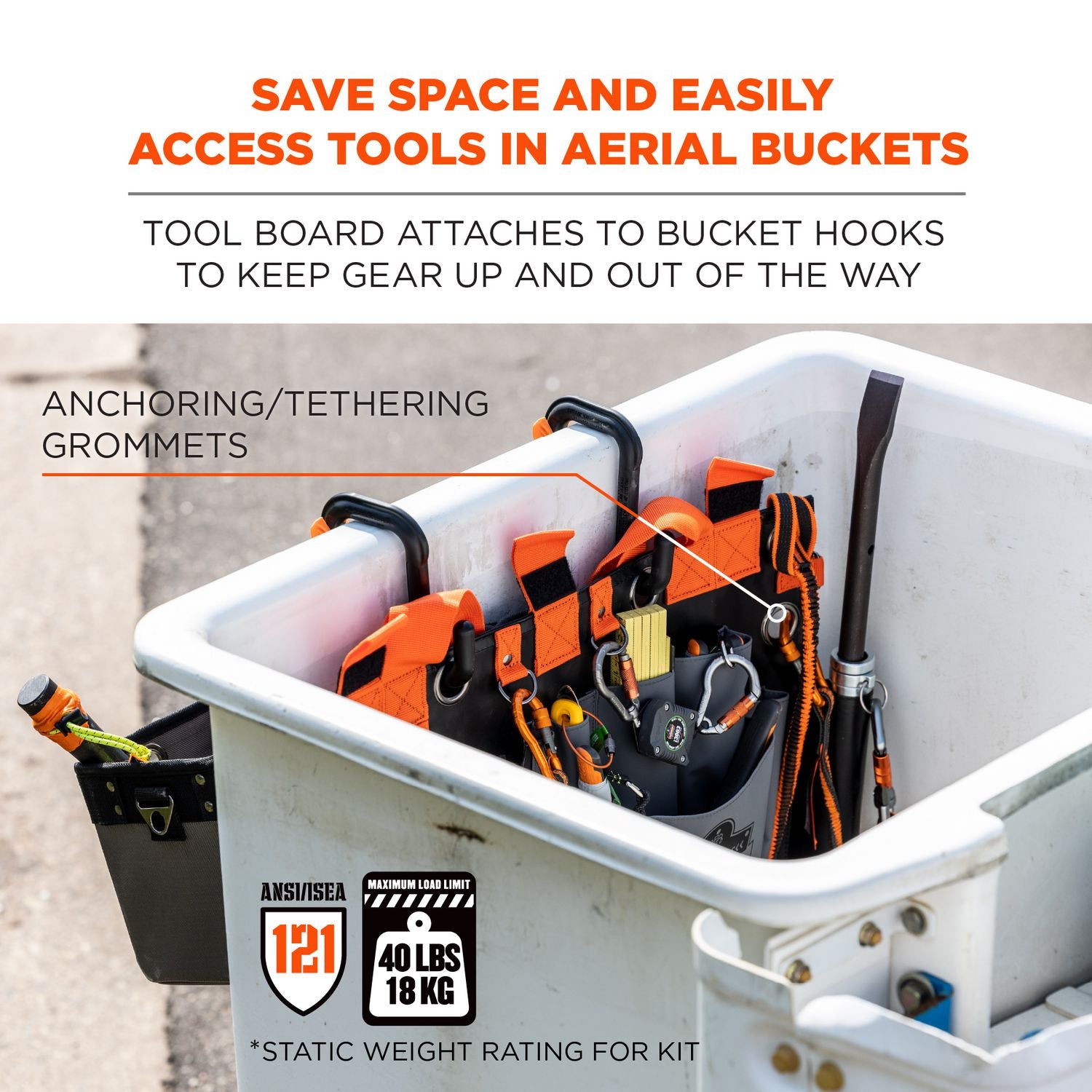 Arsenal 5711 Bucket Truck Tool Board, Locking Aerial Bucket Hooks Kit, 8-Compartments, 24 x 22, Gray, Ships in 1-3 Bus Days