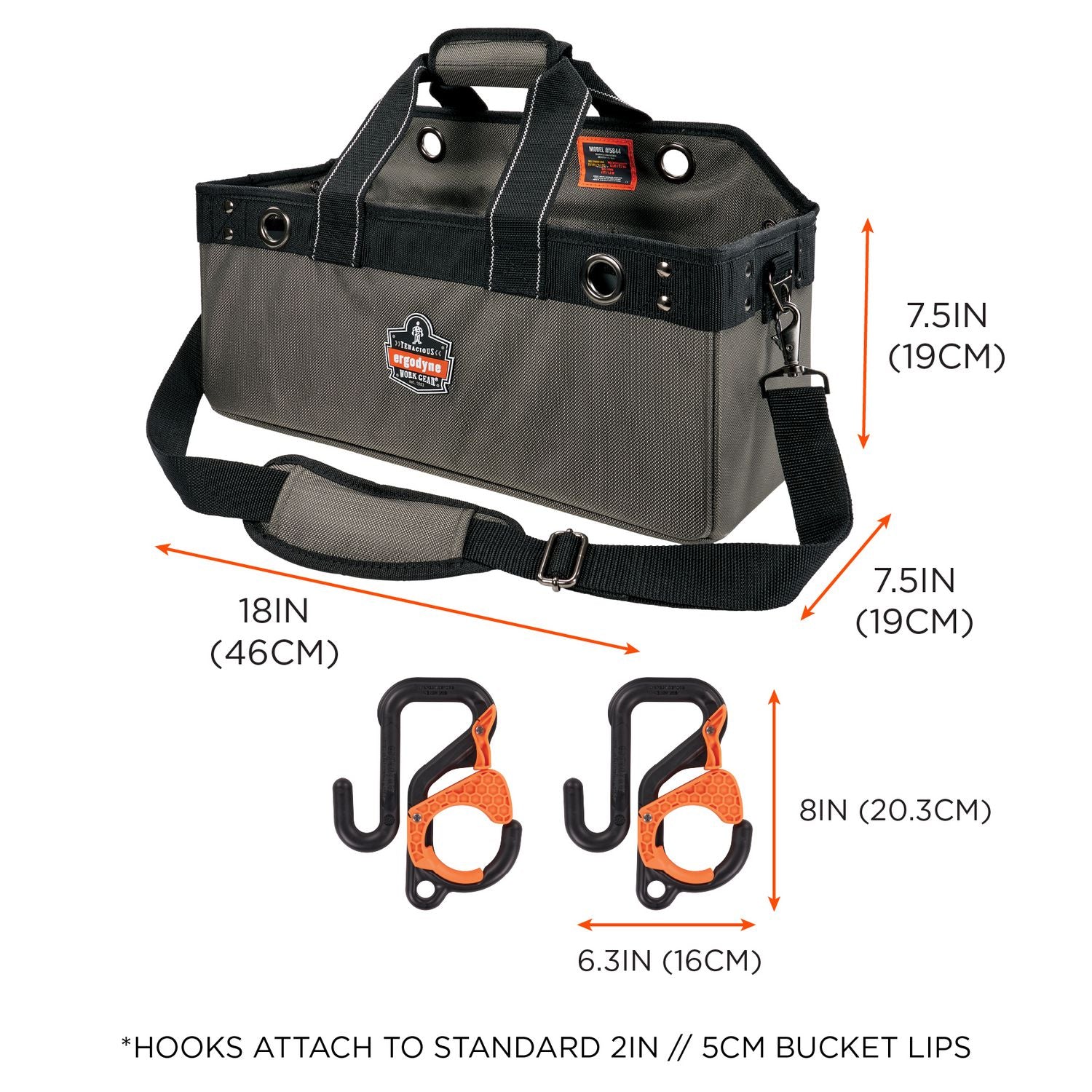 arsenal-5846-bucket-truck-tool-bag-locking-aerial-bucket-hooks-11-comp-5-grommets-18x75x75-gray-ships-in-1-3-bus-days_ego13747 - 6