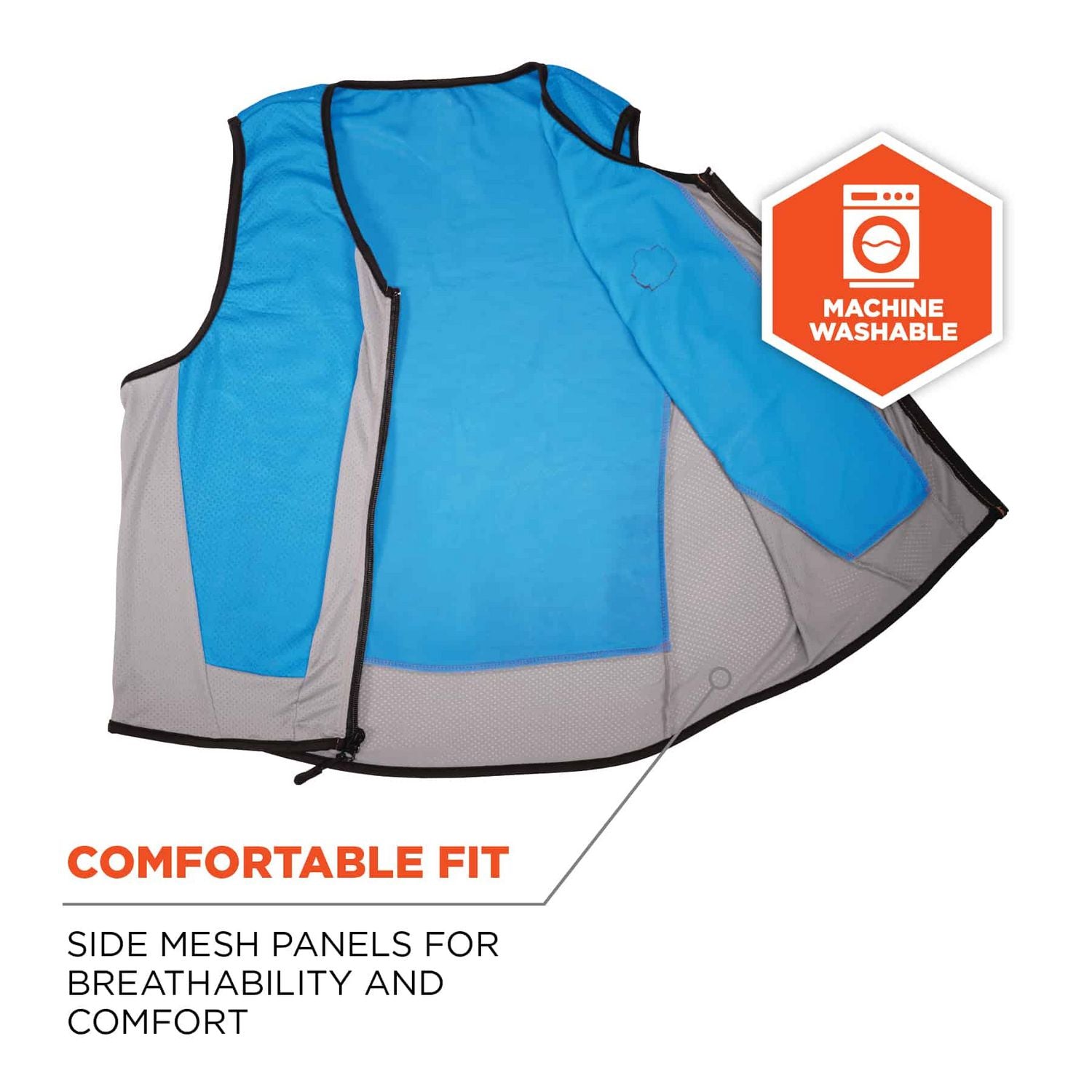 Chill-Its 6667 Wet Evaporative PVA Cooling Vest with Zipper, PVA, 5X-Large, Blue, Ships in 1-3 Business Days