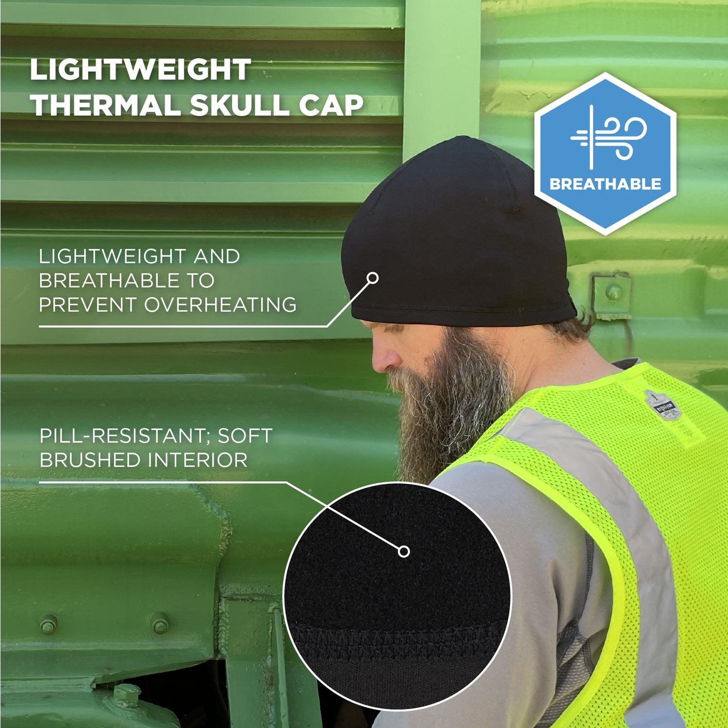 N-Ferno 6813 Winter Skull Cap Helmet Liner, Polyester; Spandex, One Size Fits Most, Black, Ships in 1-3 Business Days