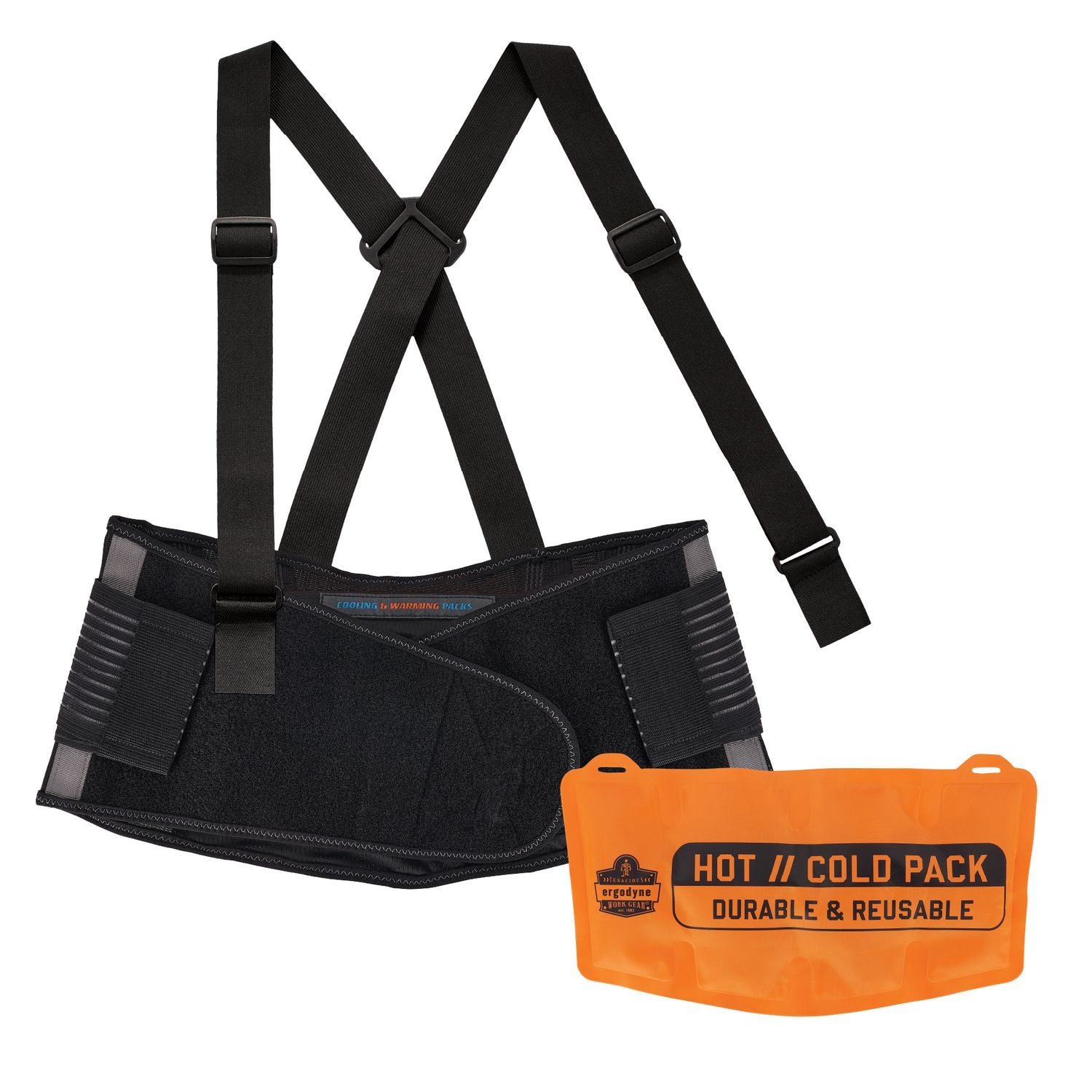 Proflex 1675 Back Support Brace with Cooling/Warming Pack, Large, 34" to 38" Waist, Black, Ships in 1-3 Business Days