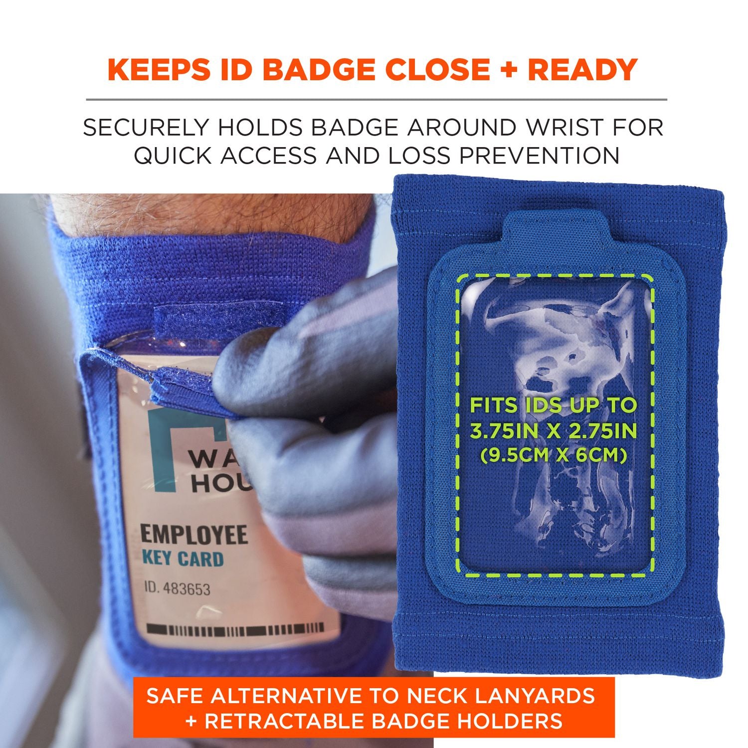Squids 3388 Wrist ID/Badge Holder, Vertical, Blue 3.5 x 5.5 Holder, 2.75 x 3.75 Insert, Ships in 1-3 Business Days