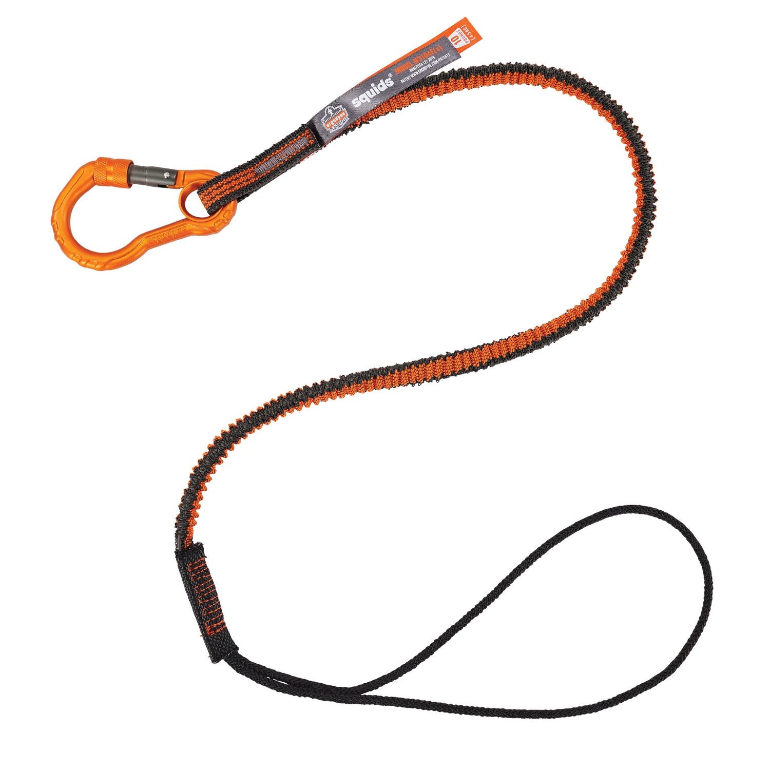 Squids 3104F(x) Tool Lanyard with Carabiner/Choke Loop, 10 lb Max Cap, 38" to 48" Long, Gray/Orange, Ships in 1-3 Bus Days