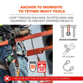 Squids 3176 Anchor Choke Strap for Tool Tethering, 40 lb Max Safe Working Capacity, 24" Long, Black, Ships in 1-3 Bus Days