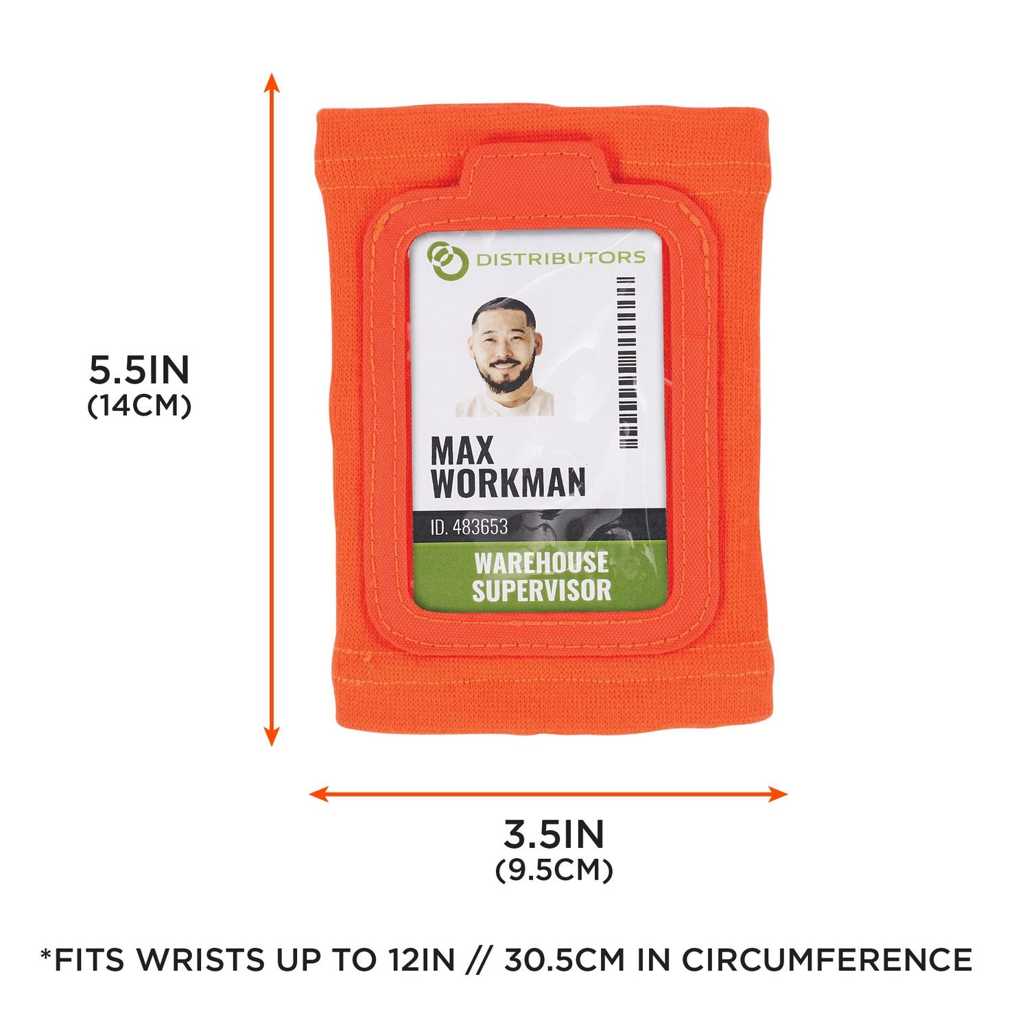 Squids 3388 Wrist ID/Badge Holder, Vertical, Orange 3.5 x 5.5 Holder, 2.75 x 3.75 Insert, Ships in 1-3 Business Days