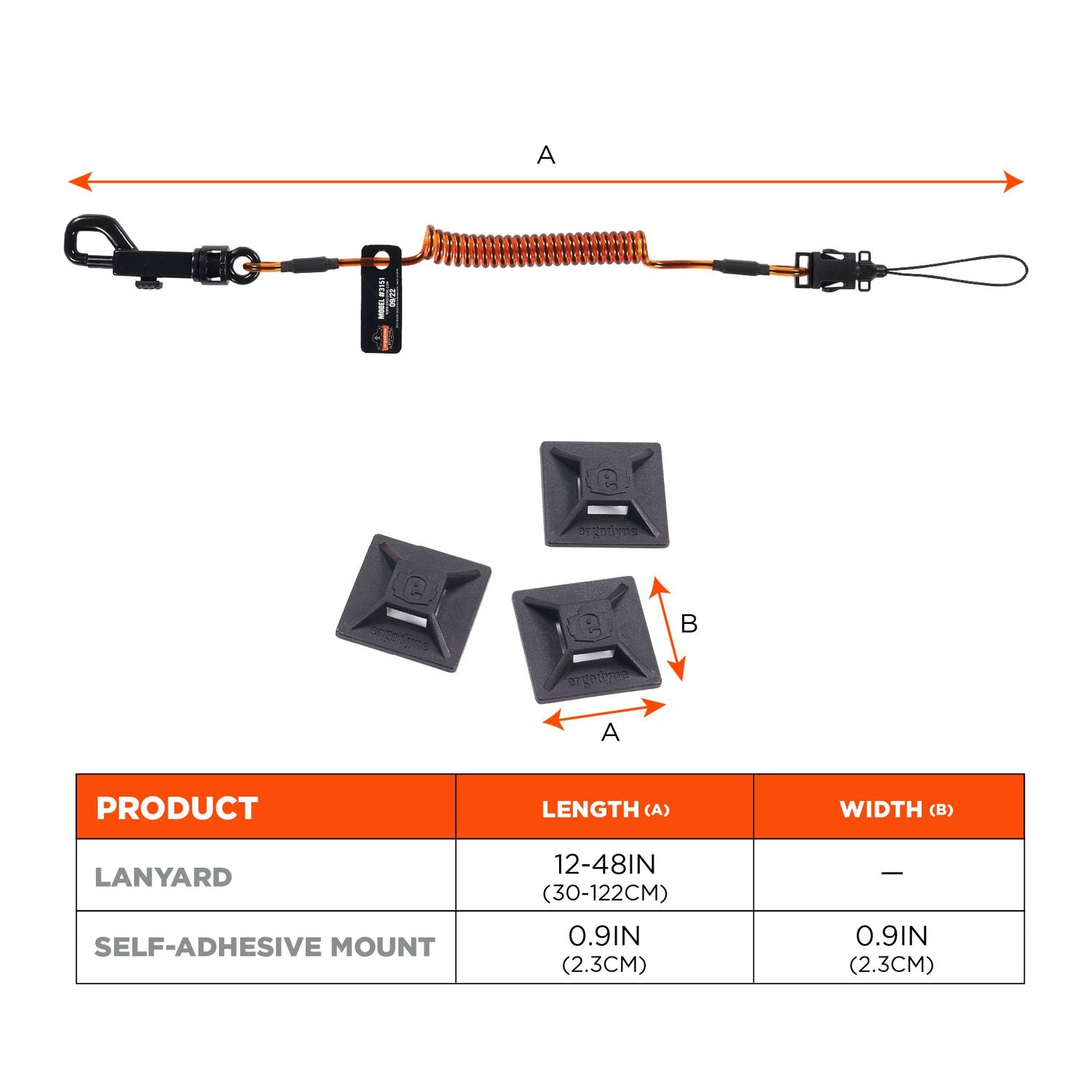 squids-3151-coil-lanyard-swivel-hook-detachable-loop-mini-adhesive-mount-2-lb-max-12-black-orange-ships-in-1-3-bus-days_ego19160 - 6