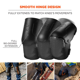 Proflex 360 Hard Shell Hinged Knee Pads w/Non-Marring Cap, Buckle, One Size Fits Most, Black, Pair, Ships in 1-3 Bus Days