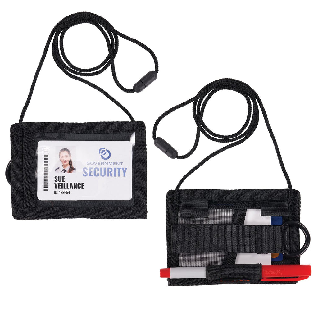 Squids 3389 Wallet ID/Badge Holder,Horizontal/Vertical, Black 3.75 x 5 for 2.75 x 3.5 Insert, 18" Cord,Ships in 1-3 Bus Days