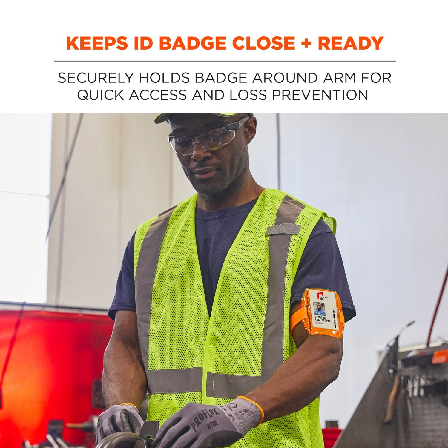 Squids 3386 Arm Band ID/Badge Holder, Vertical, Orange 3.75 x 4.25 Holder, 2.5 x 4 Insert, 10/PK, Ships in 1-3 Business Days
