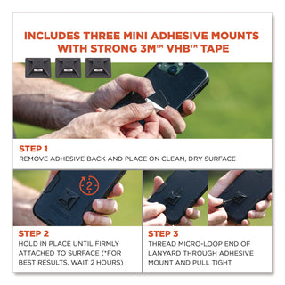 Squids 3151 Coil Lanyard Swivel Hook/Detachable Loop, Mini Adhesive Mount, 2 lb Max, 12", Black/Orange, Ships in 1-3 Bus Days