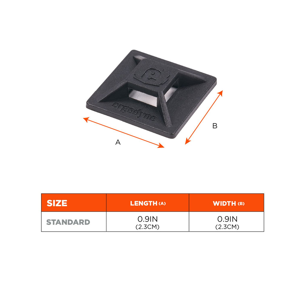 Squids 3701 Mini Adhesive Mount Replacements, 2 lb Max Safe Working Capacity, 0.9" Long, Black,10/Pack, Ships in 1-3 Bus Days