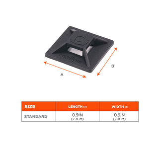 Squids 3701 Mini Adhesive Mount Replacements, 2 lb Max Safe Working Capacity, 0.9" Long, Black,10/Pack, Ships in 1-3 Bus Days