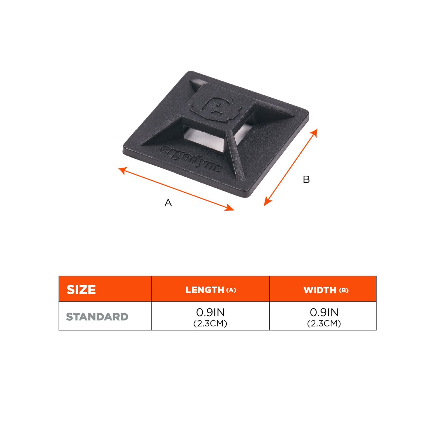 Squids 3701 Mini Adhesive Mount Replacements, 2 lb Max Safe Working Capacity, 0.9" Long, Black,10/Pack, Ships in 1-3 Bus Days