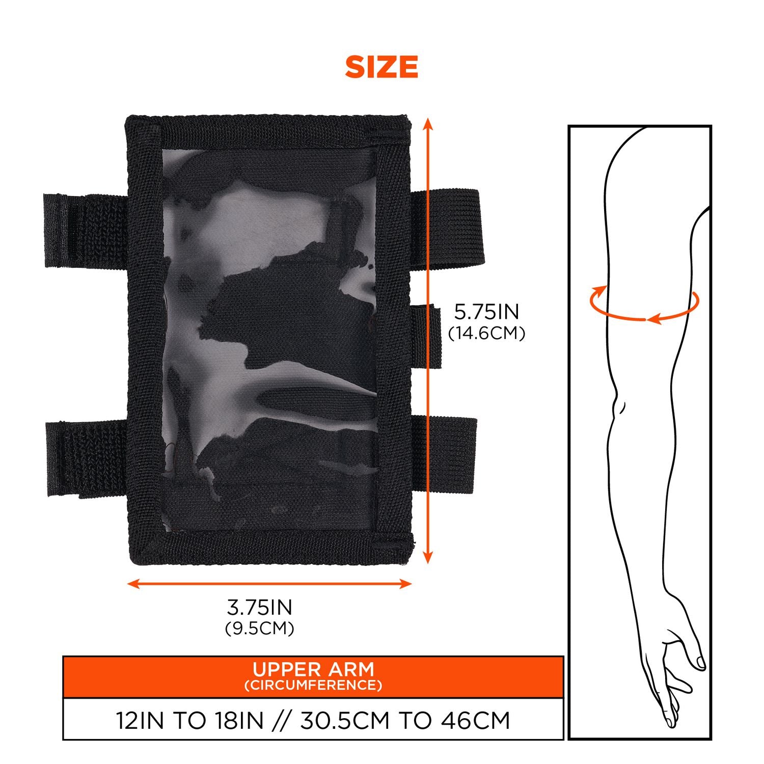 Squids 3390 Dual Band Arm ID/Badge Holder w/Hook/Loop, Vertical, Black 3.75 x 5.75, 2.75 x 4.75 Insert, Ships in 1-3 Bus Days