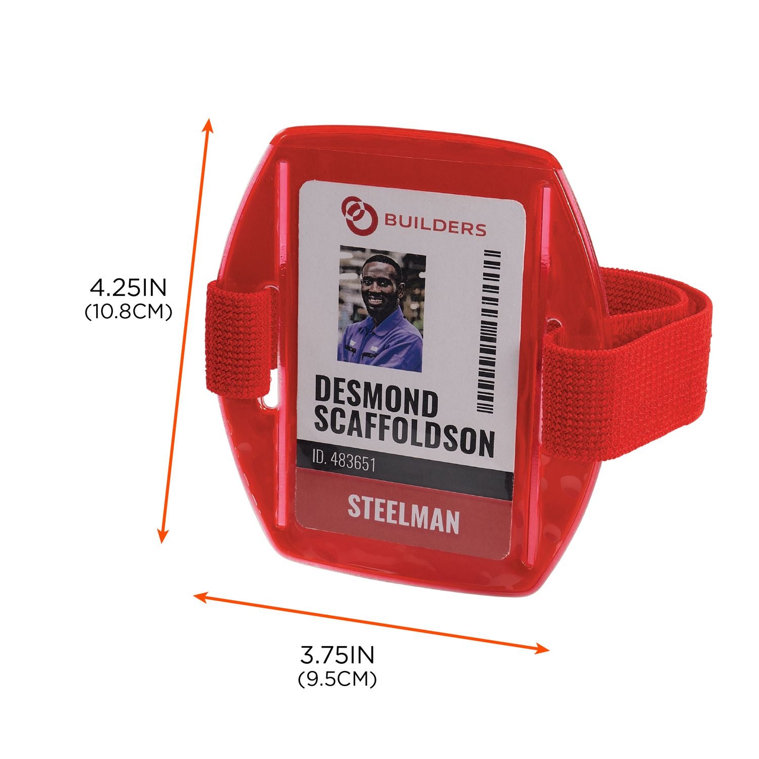 Squids 3386 Arm Band ID/Badge Holder, Vertical, Red 3.75 x 4.25 Holder, 2.5 x 4 Insert, Ships in 1-3 Business Days