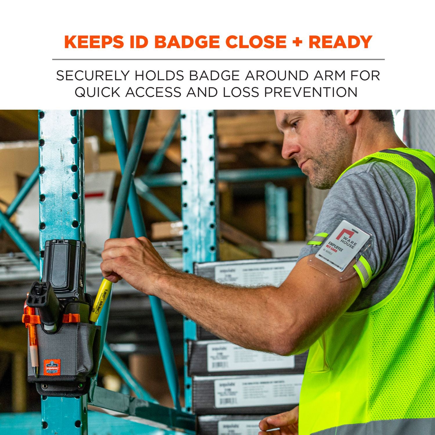 Squids 3386 Arm Band ID/Badge Holder, Vertical, Hi-Vis Lime 3.75 x 4.25 for 2.5 x 4 Insert, 10/Pack, Ships in 1-3 Bus Days