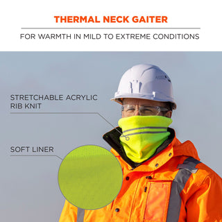 N-Ferno 6961 Reflective Winter Neck Gaiter, One Size Fits Most, Lime, Ships in 1-3 Business Days