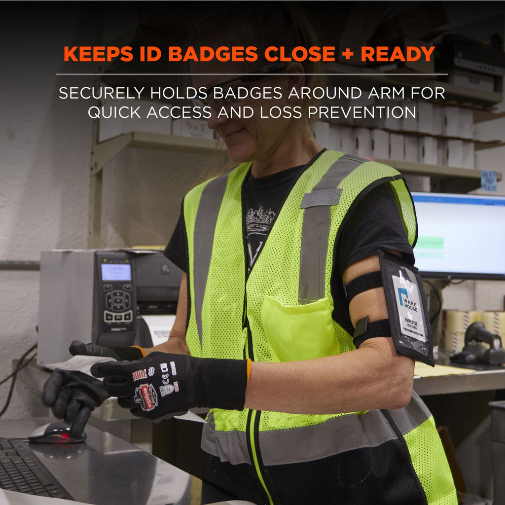 Squids 3390 Dual Band Arm ID/Badge Holder w/Hook/Loop, Vertical, Black 3.75 x 5.75, 2.75 x 4.75 Insert, Ships in 1-3 Bus Days