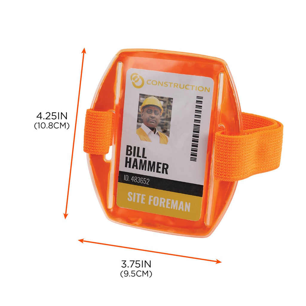 Squids 3386 Arm Band ID/Badge Holder, Vertical, Orange 3.75 x 4.25 Holder, 2.5 x 4 Insert, Ships in 1-3 Business Days