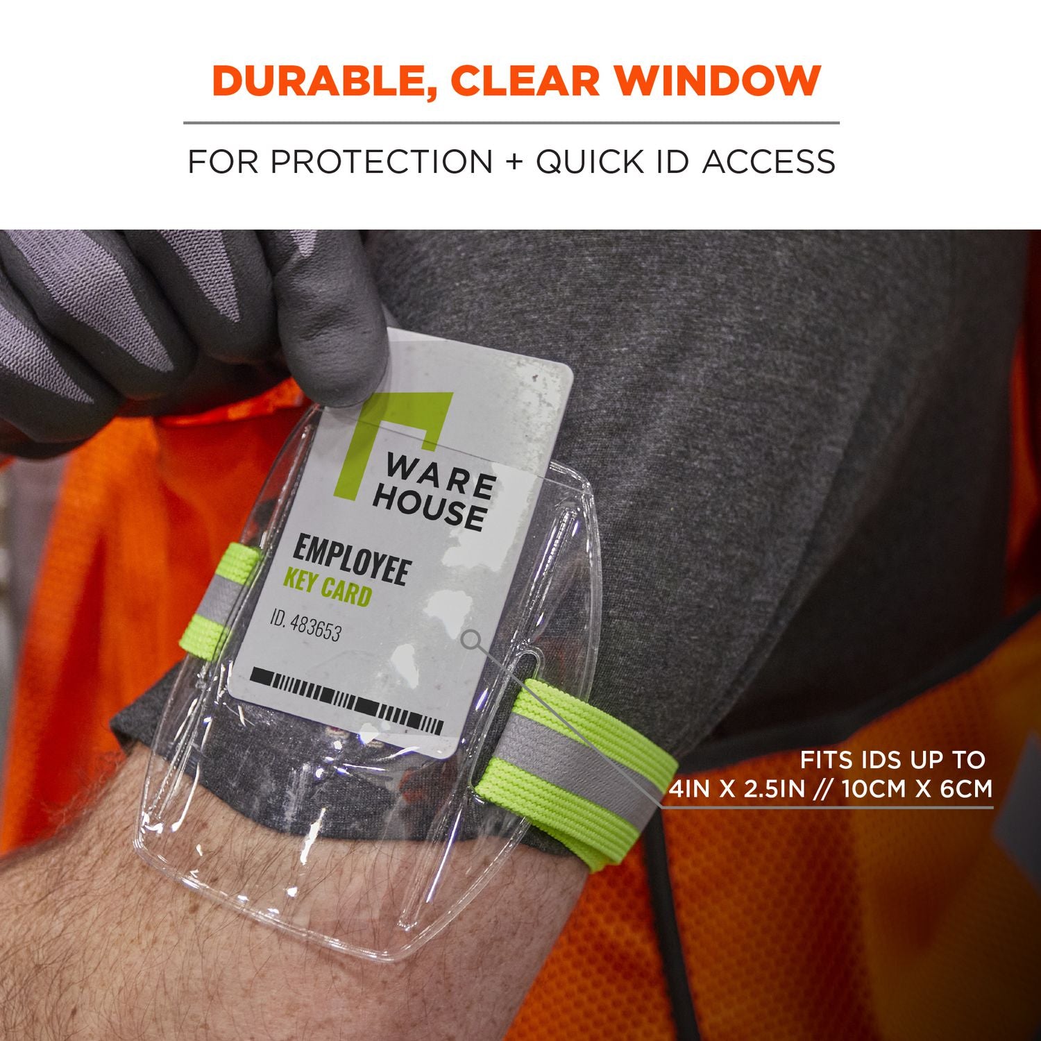 Squids 3386 Arm Band ID/Badge Holder, Vertical, Hi-Vis Lime 3.75 x 4.25 for 2.5 x 4 Insert, 10/Pack, Ships in 1-3 Bus Days