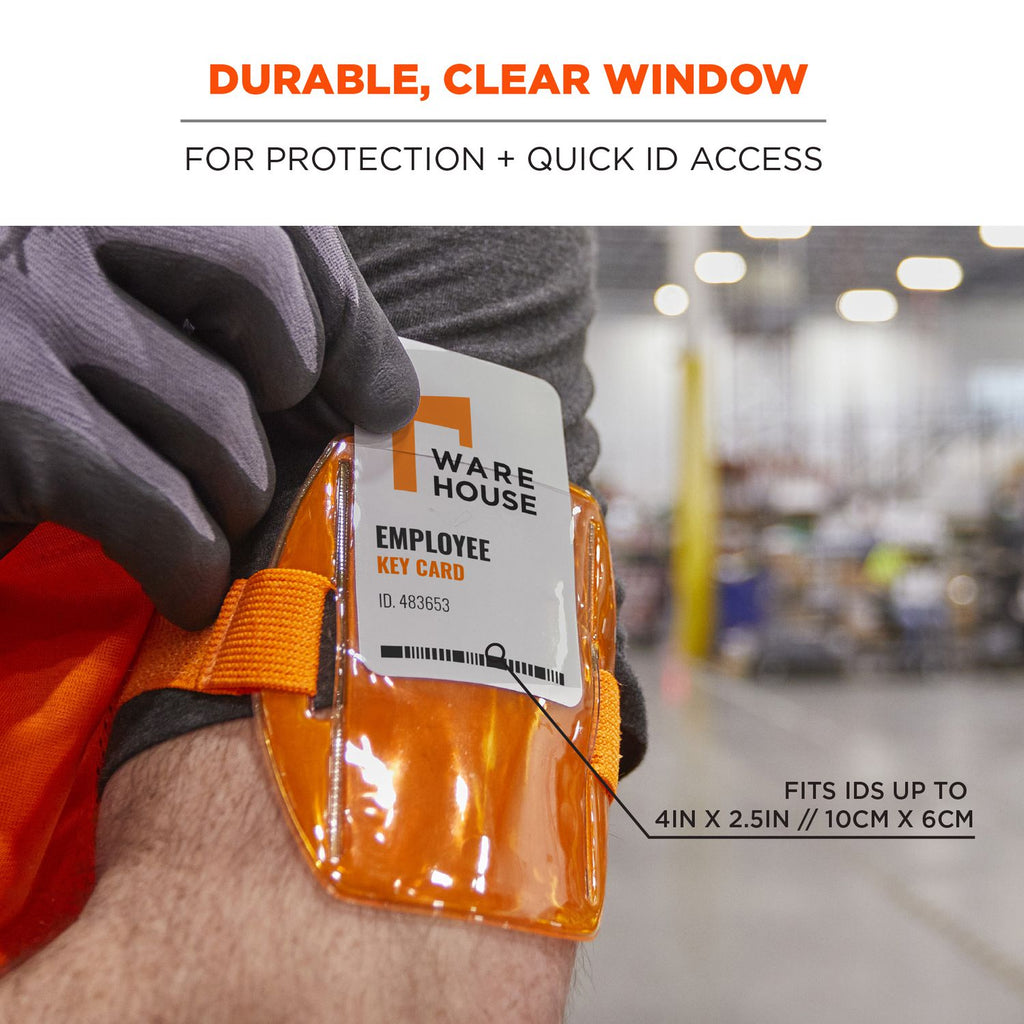 Squids 3386 Arm Band ID/Badge Holder, Vertical, Orange 3.75 x 4.25 Holder, 2.5 x 4 Insert, 10/PK, Ships in 1-3 Business Days